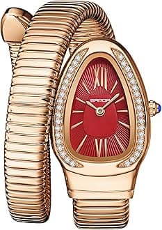 Snake Bracelet Watch for Women, Elegant Bangle Wrist Watch with Flexible Wrap Strap Design, Fashion Jewelry Style Quartz Watch, Adjustable Cuff Watch for Dress & Gift