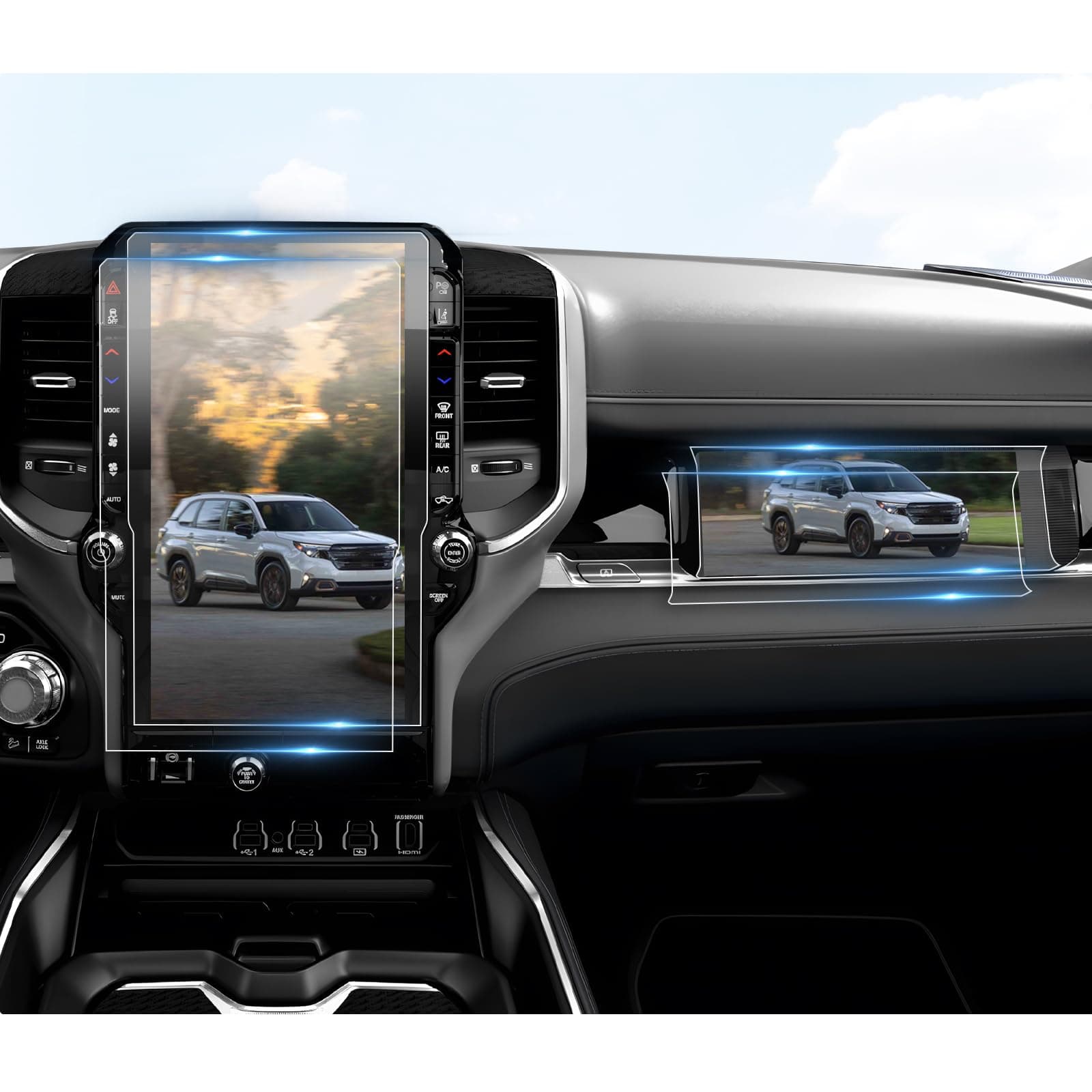 BIBIBO 4Pcs 2025 RAM 1500 Screen Protector compatible with 2025+ Dodge RAM 1500 (Laramie/Rebel/Limited/Limited Longhorn/Tungsten ) Uconnect 14.4" &10.25"Touchscreen Display [Anti Glare& Scratch Ultra-Clear] RAM 2025