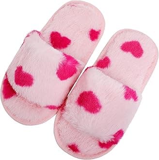 techcity Boys Girls Fuzzy House Slippers Cute Comfy Faux Fur Slip On Fluffy Plush Open Toe Home Slides for Kids Indoor Outdoor Warm Shoes