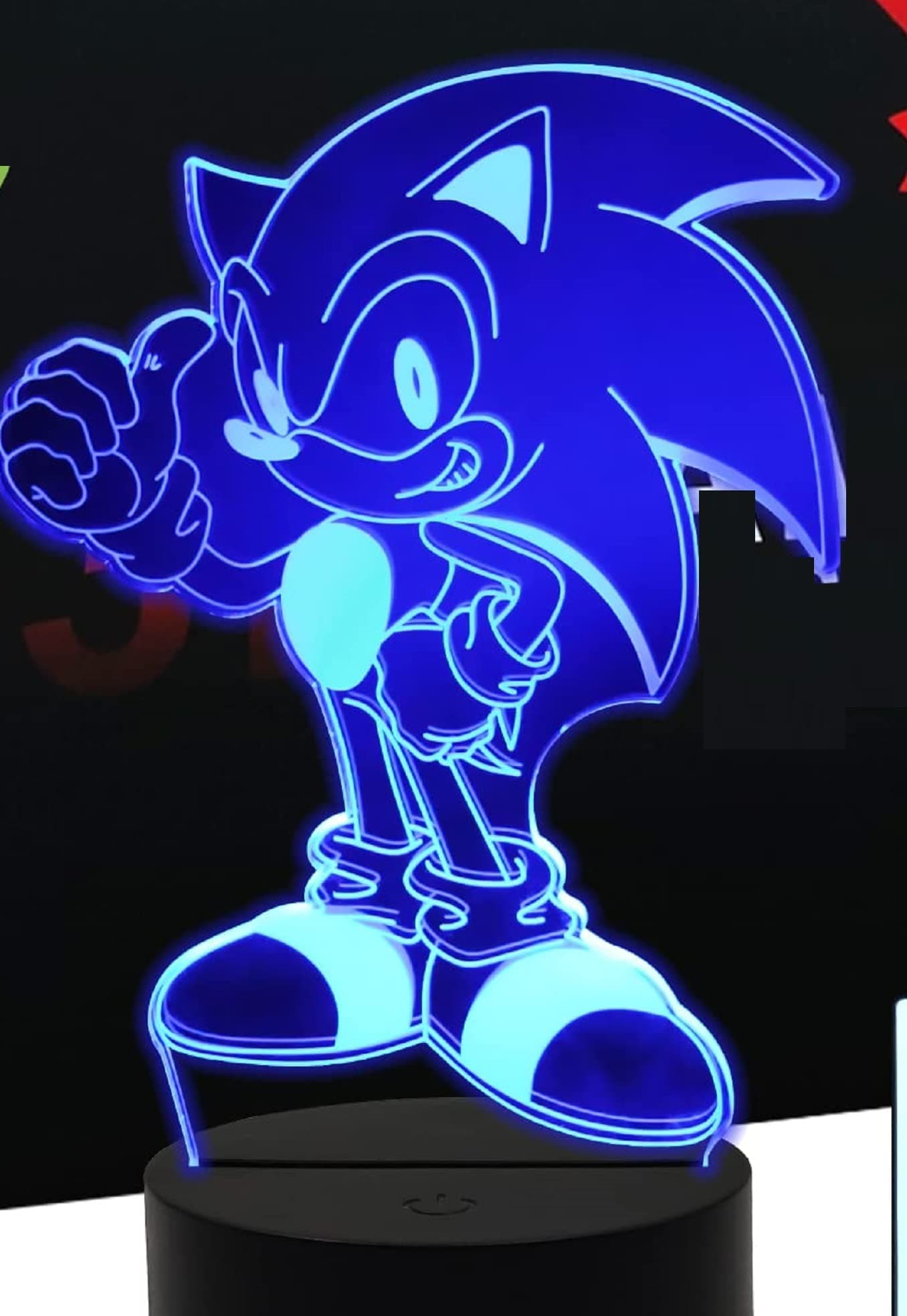 3D Illusion Sonic Hedgehog Night Light, Anime Table Lamp with Remote Control Kids Bedroom Decoration, Creative Lighting for Kids and Sonic Hedgehog Fans