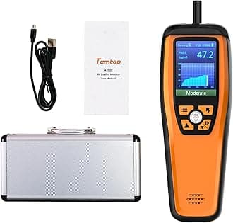 Temtop Air Quality Monitor Professional Carbon Dioxide PM2.5 PM10 Temperature and Humidity Tester Indoor Outdoor Air Pollution Detector w/ Audio Alarm and Data Export (M2000C 2nd)