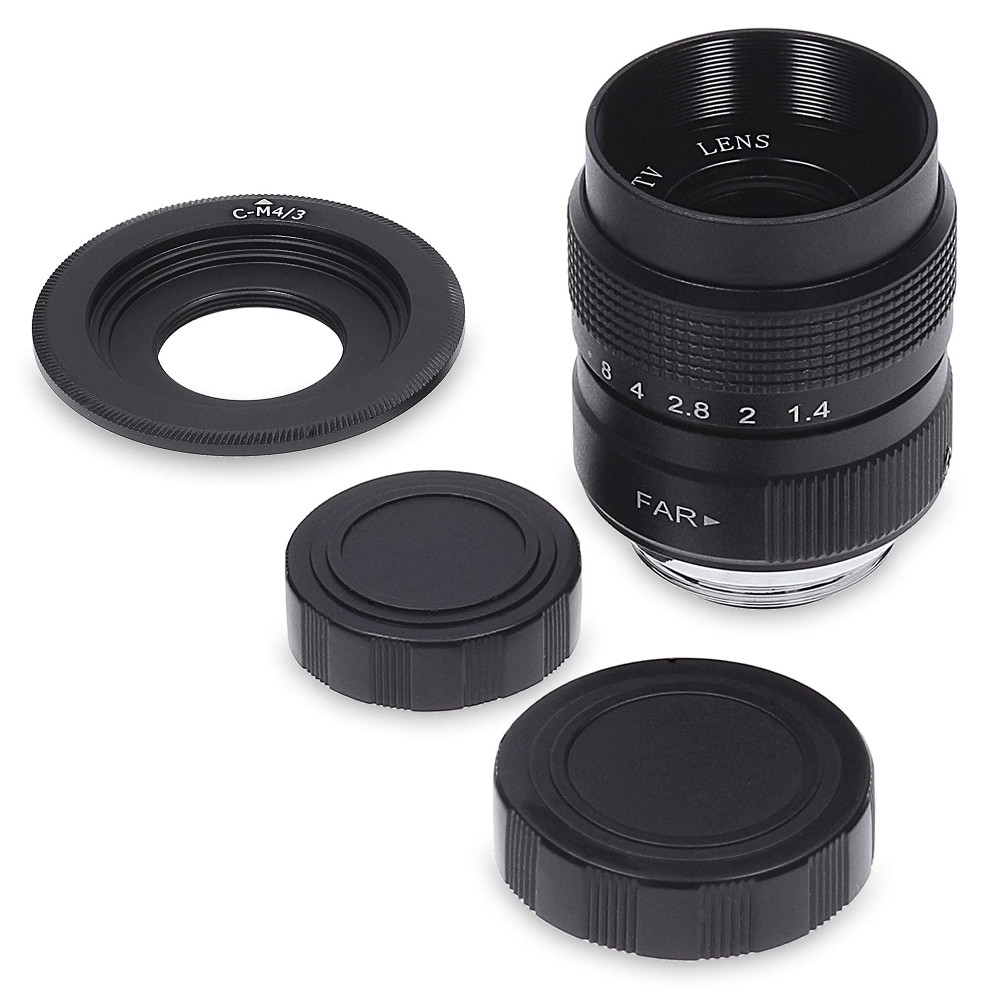 CCTV 1.4 25 mm Objective Lens + C OM-M4/3 Adapter (Suitable for Blackmagic Pocket
