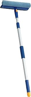 Superio Window Washer and Silicone Squeegee, Auto Easy Grip Extendable Handle Micro-fiber Washer with Rubber Squeegee