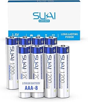 SUKAI 1200mAh AAA Lithium Battery, 1.5V Disposable Lithium Ion Battery - Long Life, High Power, Light Weight, AAA Batteries (Non-Rechargeable) 8 Pack