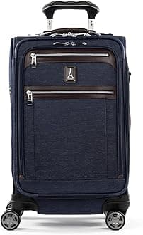 Platinum Elite Softside Expandable Carry on Luggage, 8 Wheel Spinner Suitcase, USB Port, Suiter, Men and Women, True Navy Blue, Carry On 21-Inch