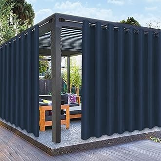 PureFit Outdoor Curtains for Patio Waterproof Weatherproof, UV Resistant Outside Curtains for Gazebo, Front Porch, Pergola, Sun Blocking Privacy Curtain, 120W x 95L inch, 1 Panel, Navy Blue