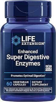 Enhanced Super Digestive Enzymes, Supports Digestion, Comfort, digesting Plant-Based Foods, Non-GMO, Vegetarian, 60 Capsules