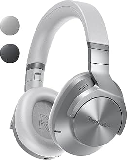 Technics EAH-A800E-S Bluetooth Headphones with Noise Cancelling and Microphone, Easy Connection, Foldable Silver