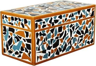 Handicrafts Home Decorative Organizer Box 10x5 – Large Keepsake with Lid, Modern Storage, Bohemian Coffee Table, Jewelry & Memory, Accent Home Décor