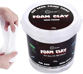 CALPALMY Moldable Cosplay Foam Clay (White) – High Density and Hiqh Quality for Intricate Designs | Air Dries to Perfection for Cutting with a Knife or Rotary Tool, Sanding or Shaping