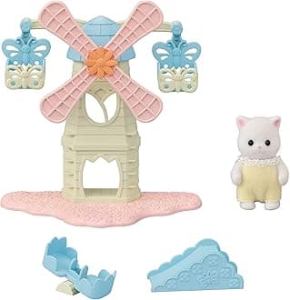 Calico Critters Baby Windmill Park, Dollhouse Playset with Persian Cat Figure Included includes windmill with swing, slide, seesaw and figure Medium