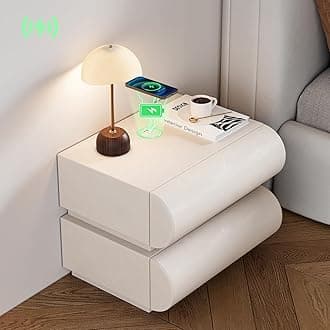 homary Smart Nightstand Modern White Leather Nightstands with Wireless Charger Bedside Table with 2 Drawers for Bedrooms Living Rooms OfficesThe Forest Stewardship Council