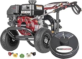 Simpson 3500 PSI Gas Pressure Washer and 15-Inch Surface Cleaner, 2.5 GPM Residential Power Washer, 25' Hose, Clean Machine, 49-State (CM61118-S)