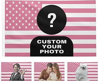 Custom Pink American Flag - Personalized 3x5 Ft Flag With Your Logo, Picture, Words or Text