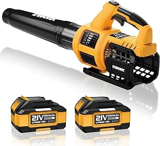 EWORK Leaf Blower Cordless with Battery and Charger, 21V-550CFM High Power, Lightweight Handheld Electric Blower, Powerful Blower for Lawn Care, Patio, Leaves & Dust, Yellow