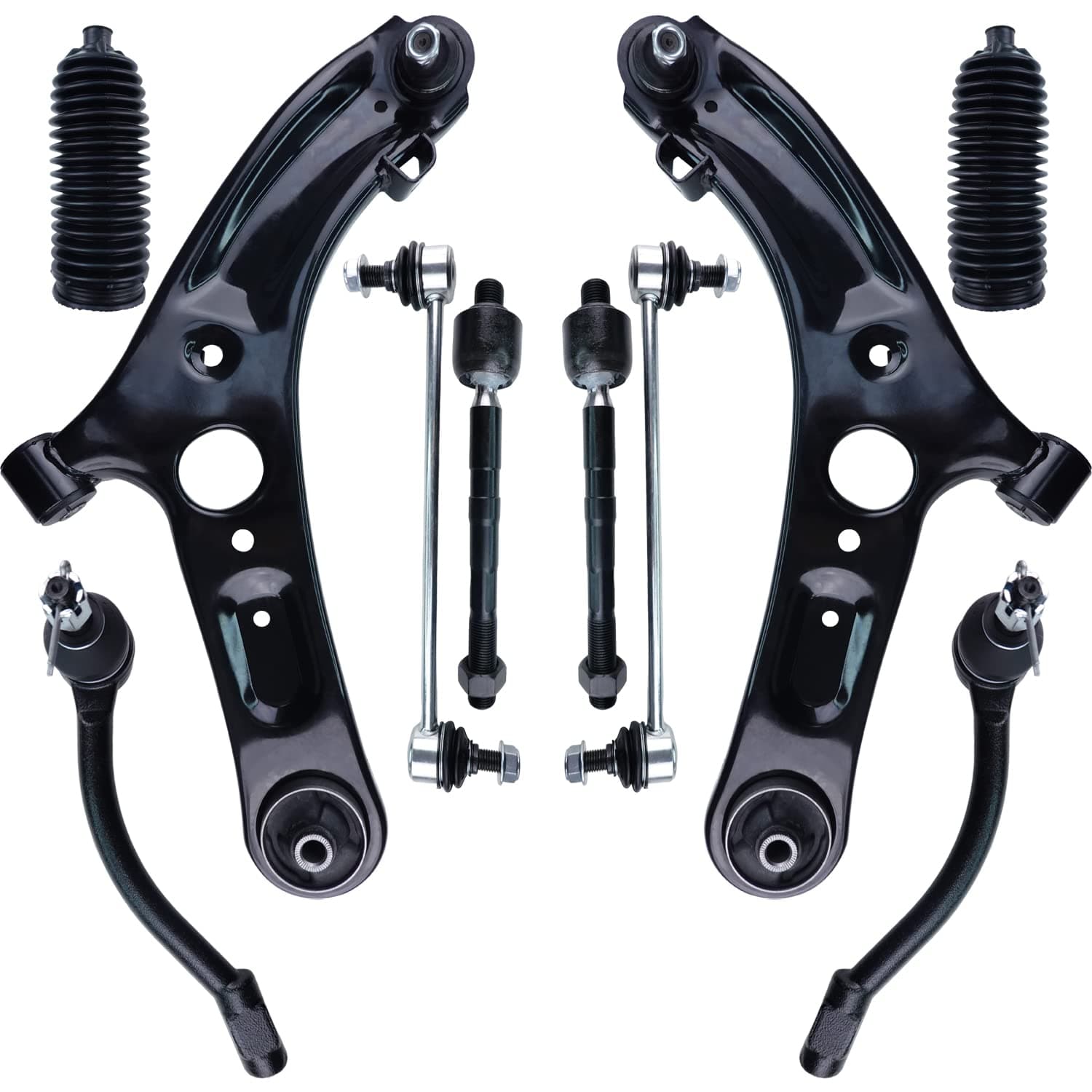 Control Arm, 10 Pcs Suspension Kit Front Lower Ball Joints Sway Bar Tie Rod Bellows Replacement For 2011-2016 Hyundai Elantra & 2012-2017 Hyundai Veloster