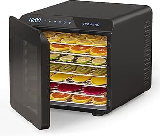 Food Dehydrator Machine, 7 Stainless Steel Trays, Large Drying Space Dehydrated Dryer, Adjustable Timer and Temperature Control, Dryer for Jerky, Fruit, Meat, Herbs, 30+ Free Online Recipes