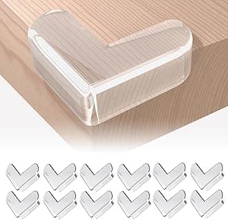 CPSIA Safety Certified Corner Guards Corner Protectors for Baby, 12 Pack, Clear Furniture & Edge Corner Covers, Adhesive Pre-Taped, BPA-Free, L Shape