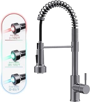GIMILI Black Stainless Kitchen Faucet with Pull Down Sprayer Single Hole Stainless Steel LED Faucet, Suitable for Farmhouses, RV, Laundry Room, Outdoor, and Campers. Llave para fregadero de cocina