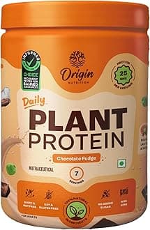 - 100% Natural Plant Based Protein Powder, Chocolate Flavour with 25g per serve Plant Based Protein, Gluten Free, Dairy Free, No Added Sugar, Soy Free, Non - GMO, Jain, 7 Servings, 283g