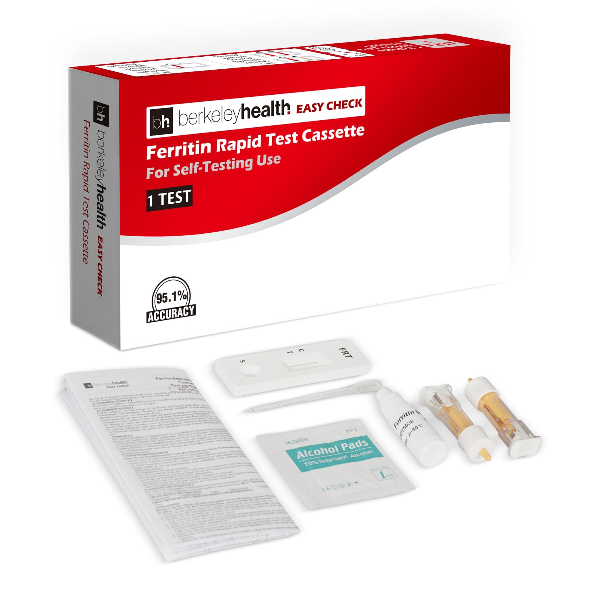 (Easy Check) Ferritin Rapid Test Cassette - Iron Level Self Test for Home Use, Clear Results in Minutes - 1 Pack