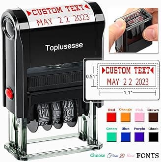 Personalized Date Stamp Custom Self Inking Signature Date Stamp Personalized Buiness Office Stamp with Date Phrase Stamp 1 Line Custom Text Office Supplies