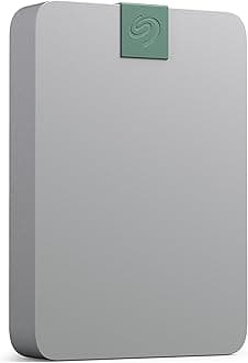 Seagate Ultra Touch HDD 5TB External Hard Drive - 15mm, Pebble Grey, Post-Consumer Recycled Material, and Mylio, Rescue Services (STMA5000400)