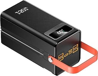 70000mAh Portable Power Bank, 120W Fast Charging and Built-in Cables, with LED Light, 4 Outputs & 3 Inputs, Rechargeable Battery for iPhone, Samsung, iPad, Outdoor Camping