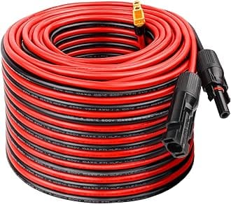 Solar to XT60 Extension Cable 10AWG 100FT Solar Connector to XT60 Adapter Cable for Solar Panel to Portable Power Station Solar Generator Battery Pack