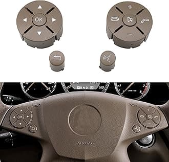 Car Steering Wheel Button Cover Replacement Voice Audio Control for Mercedes Benz C E S Class W204 W212 W221 GLK X204 (Dark Yellow-A set)