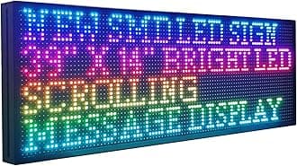 Programmable Outdoor LED Sign,P10 39"x14" High Resolution Scrolling Display, Waterproof RGB Advertising Board for Business, DS ledsign