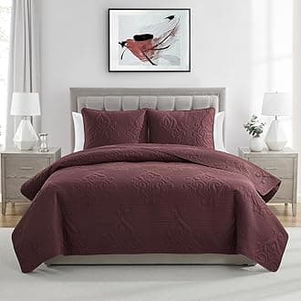 VCNY Home Soft Wash Microfiber Quilt Set, Solomun Maroon, Full/Queen