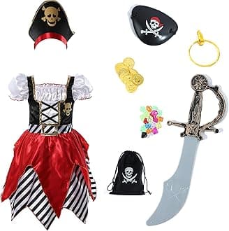 Kid's Pirate Costume,Deluxe Pirate Role Play Dress Up Set with Plenty of Toys for Boys and Girls