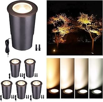 LED Well Lights Low Voltage Outdoor - IP67 Waterproof 12V Ground Fixture, Warm White & Cool White Hard-Wired Landscape Lighting, ORB Aluminum for Wall Walkway Patio 9W 700LM 6 Pack