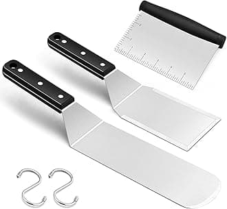 Joyfair Griddle Spatula, Stainless Steel BBQ Spatula Set of 3, Burger Turner/Griddle Accessories/Pancake Flipper Great for Cast Iron BBQ Grill Flat Top, Commercial Grade & Dishwasher Safe