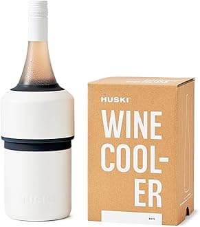 Huski Wine Cooler | Award-winning ice-free design | Keeps wine cold for up to 6 hours | New Wine Accessory | Fits Select Champagne Bottles (White)