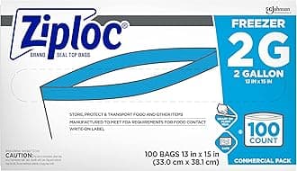 - Ziploc Professional Freezer Bags, For Food Organization and Storage, Double Zipper, 2 Gallon, 100 Count