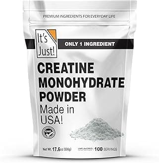 It's Just! Creatine Monohydrate Powder, Pure Creatine Powder, Made in USA, Third Party Lab Tested, 5G Per Serving, Spoon Included, No Fillers, No Flavor Added (Unflavored,