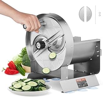 Manual Vegetable Fruit Slicer, 0-0.5"/0-12mm Thickness Adjustable Commercial Slicer Machine, Stainless Steel Food Cutter Slicing Machine with 2 Spare Blades, for Potato, Cucumber, Lemon, Tomato