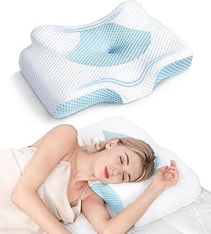 Osteo Cervical Pillow for Neck Pain Relief, Hollow Design Odorless Memory Foam Pillows with Cooling Case, Adjustable Orthopedic Bed Sleeping, Contour Support Side Back Stomach Sleepers