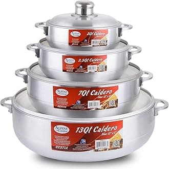 Alpine Cuisine 8-Piece Aluminum Caldero Set Durable Nonstick Stock Pots with Lids, Versatile Dutch Oven Cookware for Everyday Home Cooking