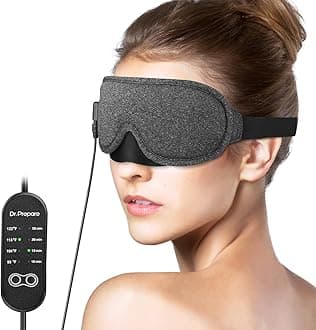 DR.PREPARE Heated Eye Mask With Temperature & Timer Control, USB Warm Compress for Dry Eyes, Sleep, Blepharitis, Dark Circles, MGD and Puffy Eyes - Earplugs Included
