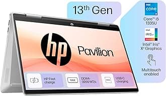HP Pavilion x360, 13th Gen Intel Core i5-1355U Laptop,(16GB DDR4, 1TB SSD),Touchscreen,IPS, 14''(35.6cm) FHD,Win 11, M365 Basic(1yr), Office Home 24, Silver,1.5kg, Iris Xe, 5MP Camera, ek1149TU