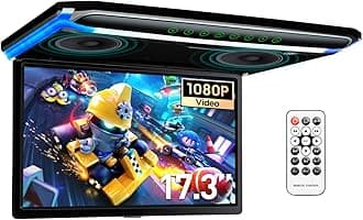 XTRONS® 17.3 Inch 16:9 Ultra-Thin FHD Digital TFT Screen 1080P Video Car Overhead Player Roof Mounted Monitor HDMI Port 1920 * 1080 Full High Definition (Built in Speaker)