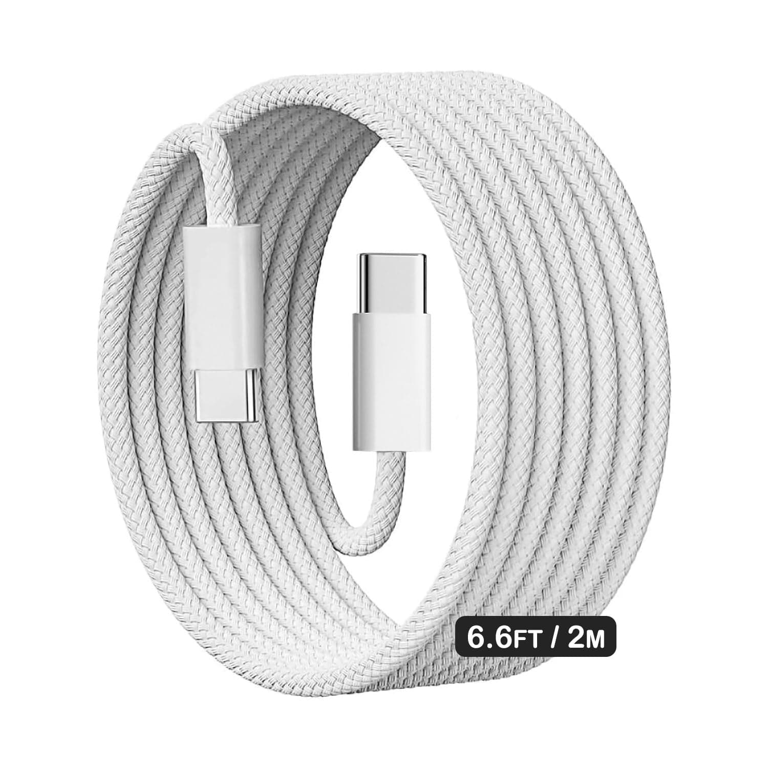 USB C to USB C Cable 2 M, 60W Braided, Faster Charging Cord, Power Delivery PD Cable Type C, Compatible with iPhone 15/15 Pro/15 Plus/15 Pro Max,iPad Mini/Pro, MacBook Pro/Air, White