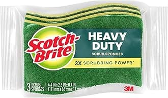 Heavy Duty Scrub Sponge, 24 Kitchen Sponges Designed for Tough Messes in the Kitchen that Last 3X Longer*, Best for Cast Iron Skillets and Outdoor Grills, Flexible, Durable, and Strong