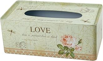 Decorative Metal Tissue Holder Country Rural Rectangular Tissue Box Cover - Bathroom, Kitchen, Office Room