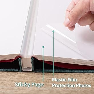 Large Photo Album Self Adhesive 4x6 10x12 Pictures Scrapbook Album 12.6"x11" Inch 60 Sticky Pages Magnetic Linen Cover Photo Album with A Metallic Pen and DIY Stickers(Dark Green)