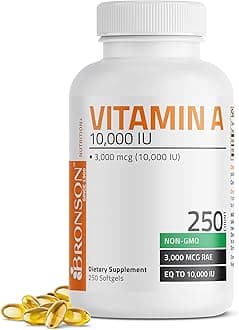 Bronson Vitamin A 10,000 IU Premium Non-GMO Formula Supports Healthy Vision & Immune System and Healthy Growth & Reproduction, 250 Softgels