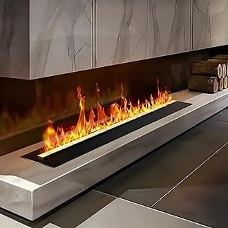 120cm 1-Color 3D Flame Effect Fireplace | No-Heat Decorative Steam Vapor Fireplace Ultra-Thin Metal Panel, Remote & Touch Control – Safe Ambiance for Homes, bars and resturant